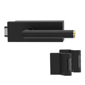 Puristo-S Griffwerk üvegajtó szett Lucia Select kilinccsel, fekete vasalat, réz díszítéssel, blind