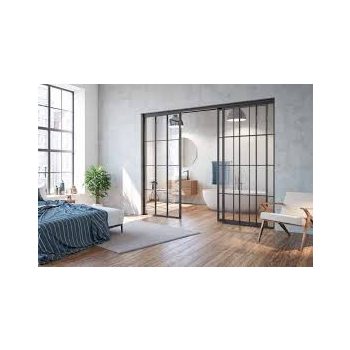 Loft stílusú tolóajtók, acélajtó, acél tolóajtók, üvegfalak, Hörmann Raumplus JAP