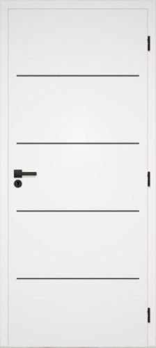 Beltéri ajtó DEKOR STANDARD BLACK, fehér dekor felület, fekete díszcsík