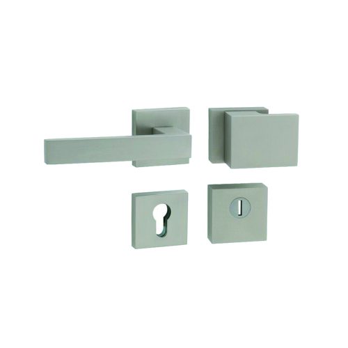 Square-cubo rozettás bejárati kilincs, gomb-kilincs, nikkel perla